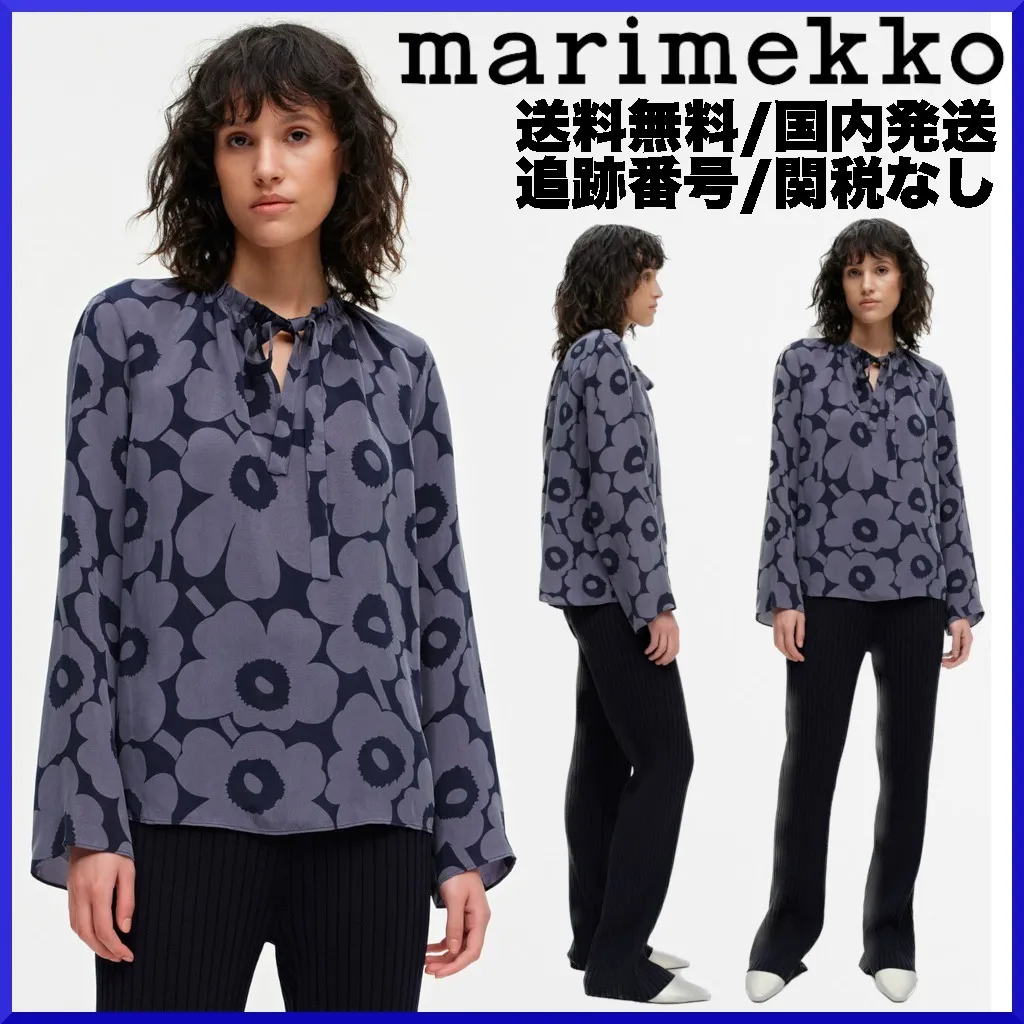 marimekko  |Flower Patterns Casual Style Long Sleeves Medium