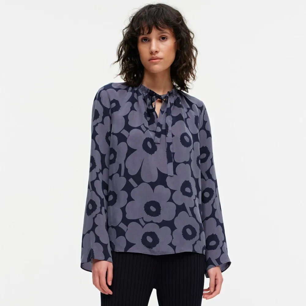 marimekko  |Flower Patterns Casual Style Long Sleeves Medium