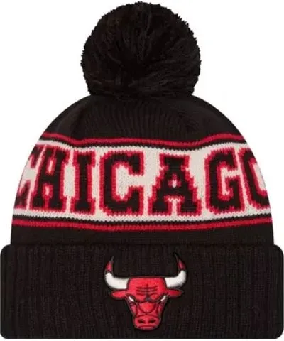 New Era Men's NBA Chicago Bulls Throwback Retro Cuffed Knit Hat with Pom