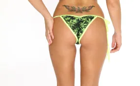 New Marijuana Print Scrunch Bikini Bottom Marijuana Clothing