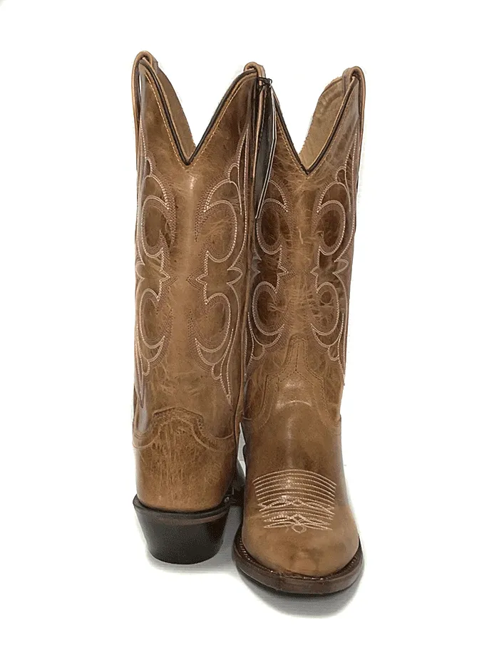 Old West LF1596 Womens All Over Leather Foot Fashion Snip Toe Cowgirl Boots Tan