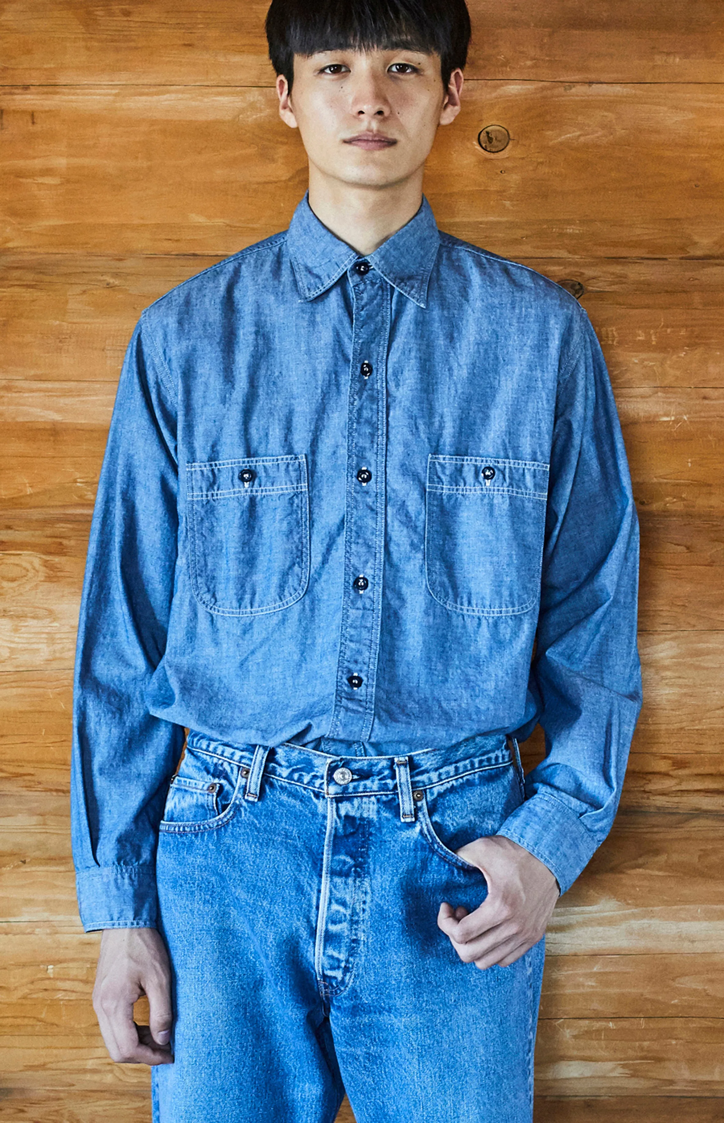 orSlow Vintage Fit Chambray Work Shirt - Chambray