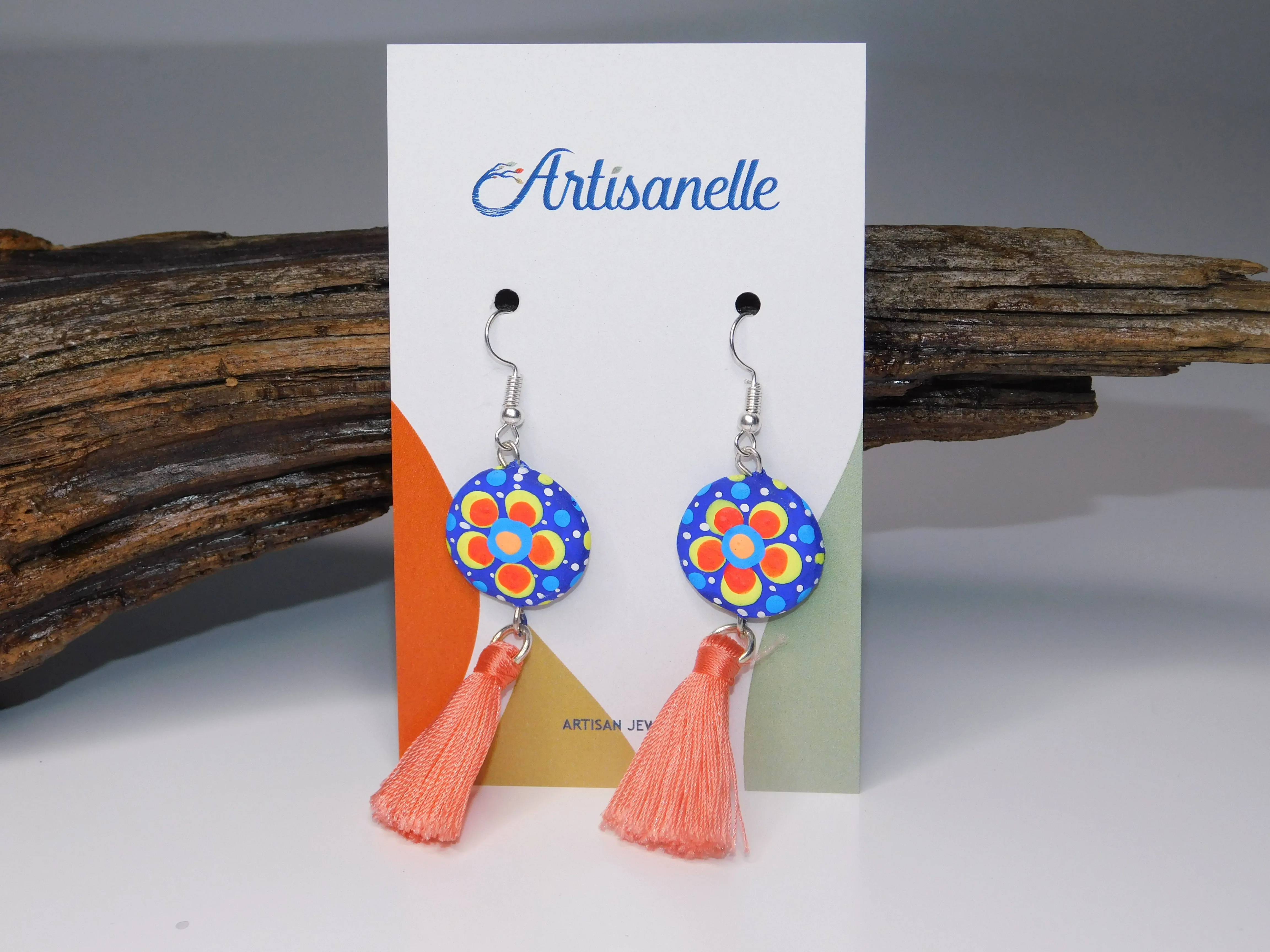 Painted Flower & Tassel Earrings