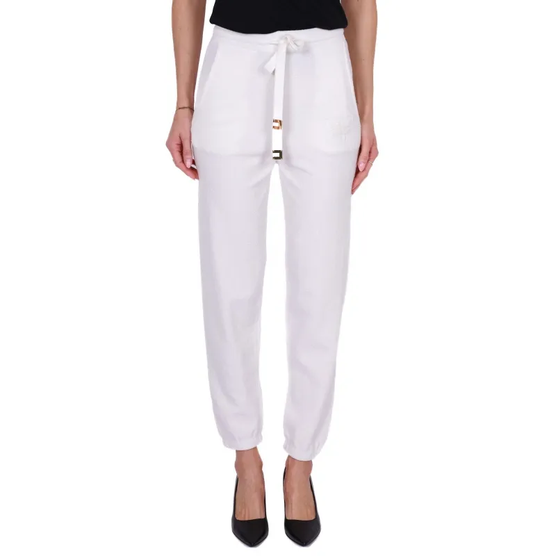 PANTALONE JOGGER IN COTONE CON LOGO, BIANCO