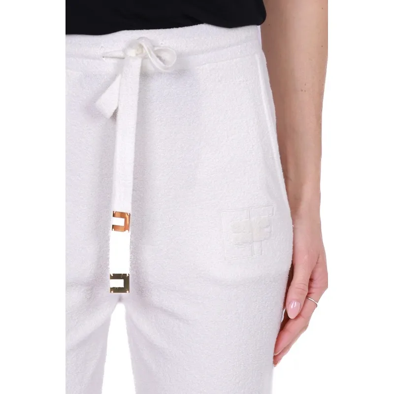 PANTALONE JOGGER IN COTONE CON LOGO, BIANCO