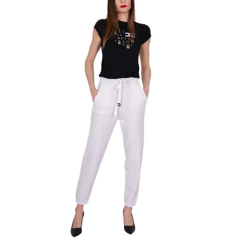 PANTALONE JOGGER IN COTONE CON LOGO, BIANCO