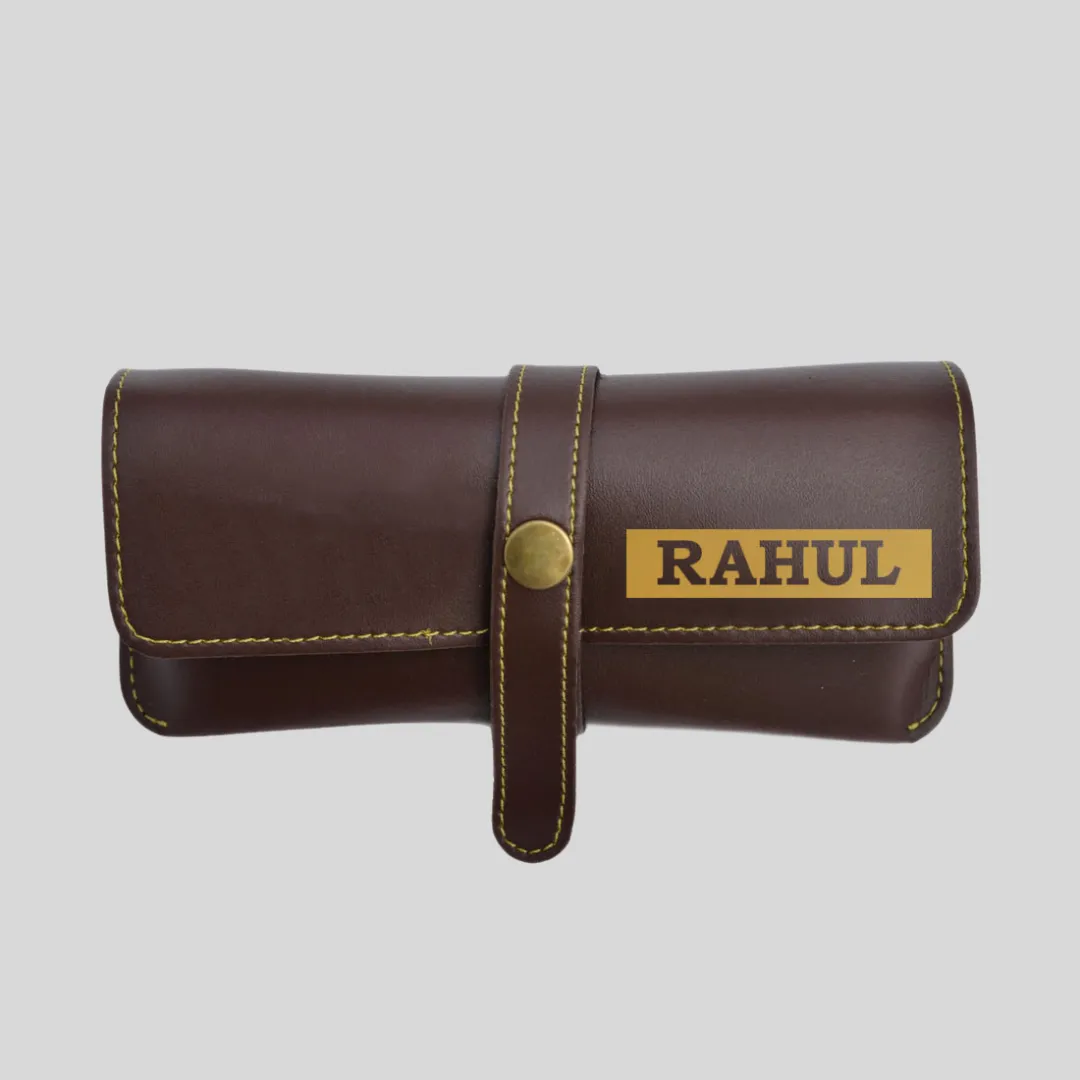 Personalised Glasses Case Custom Soft Pouch for Sunglass Holder - Premium Vegan Leather