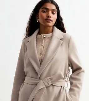 Petite Cream Tailored Unlined Longline Belted Coat New Look