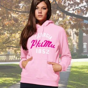 Phi Mu State and Date Printed Hoody - Gildan 18500 - CAD