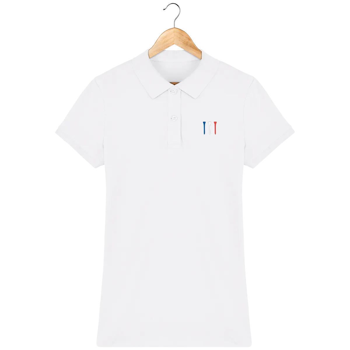 Polo en coton Bio brodé TEES BLEU BLANC ROUGE femme