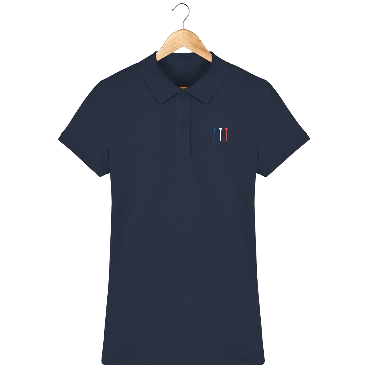 Polo en coton Bio brodé TEES BLEU BLANC ROUGE femme