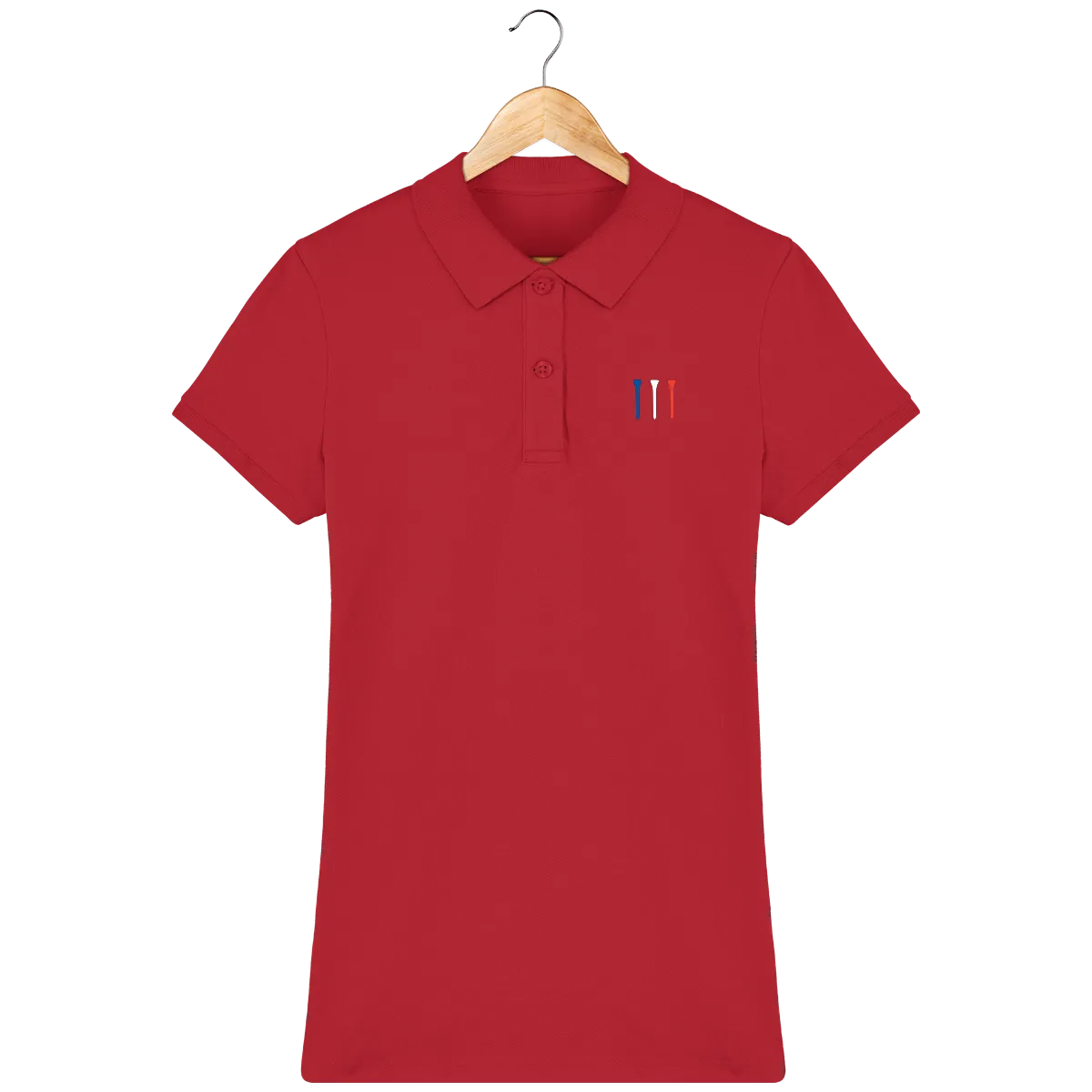 Polo en coton Bio brodé TEES BLEU BLANC ROUGE femme