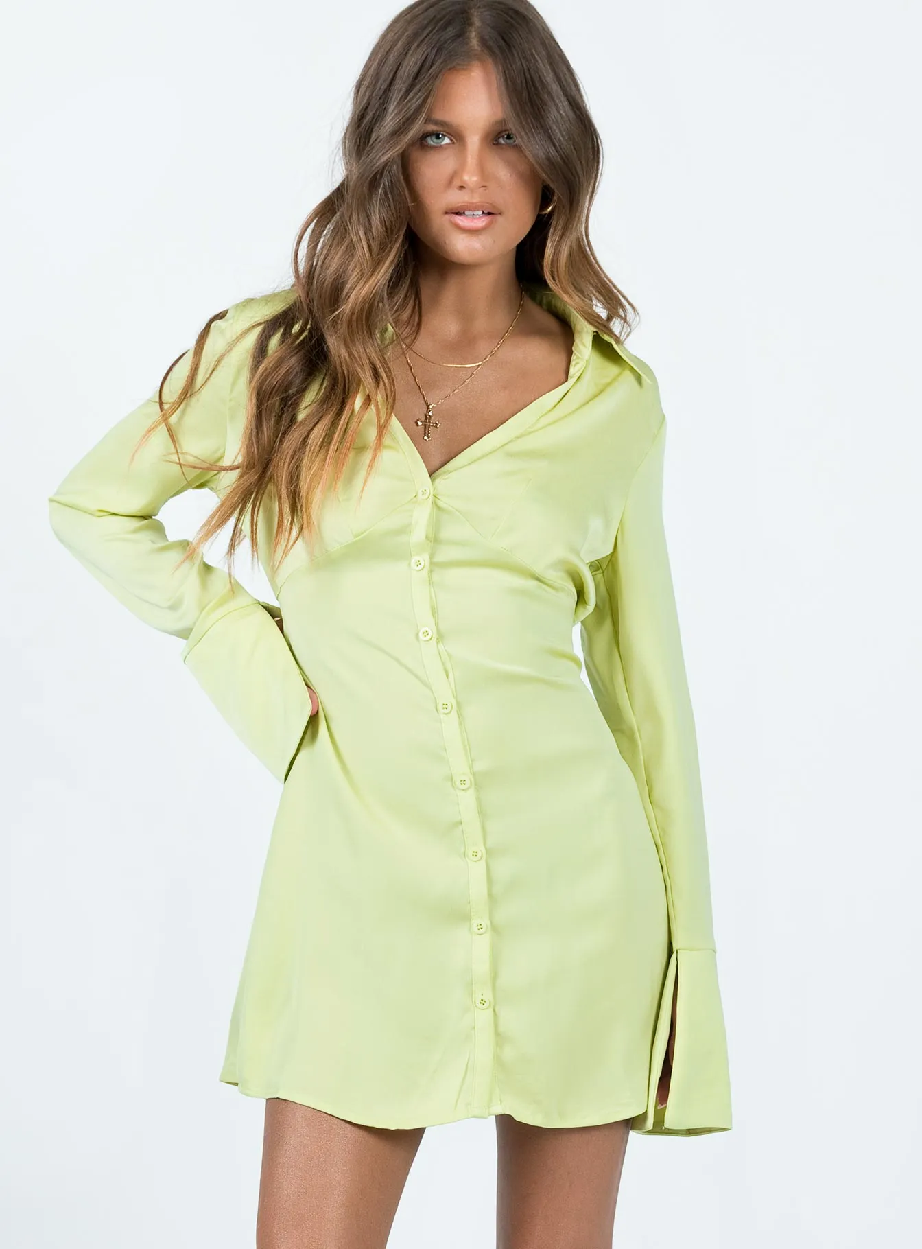 Posy Long Sleeve Mini Dress Green