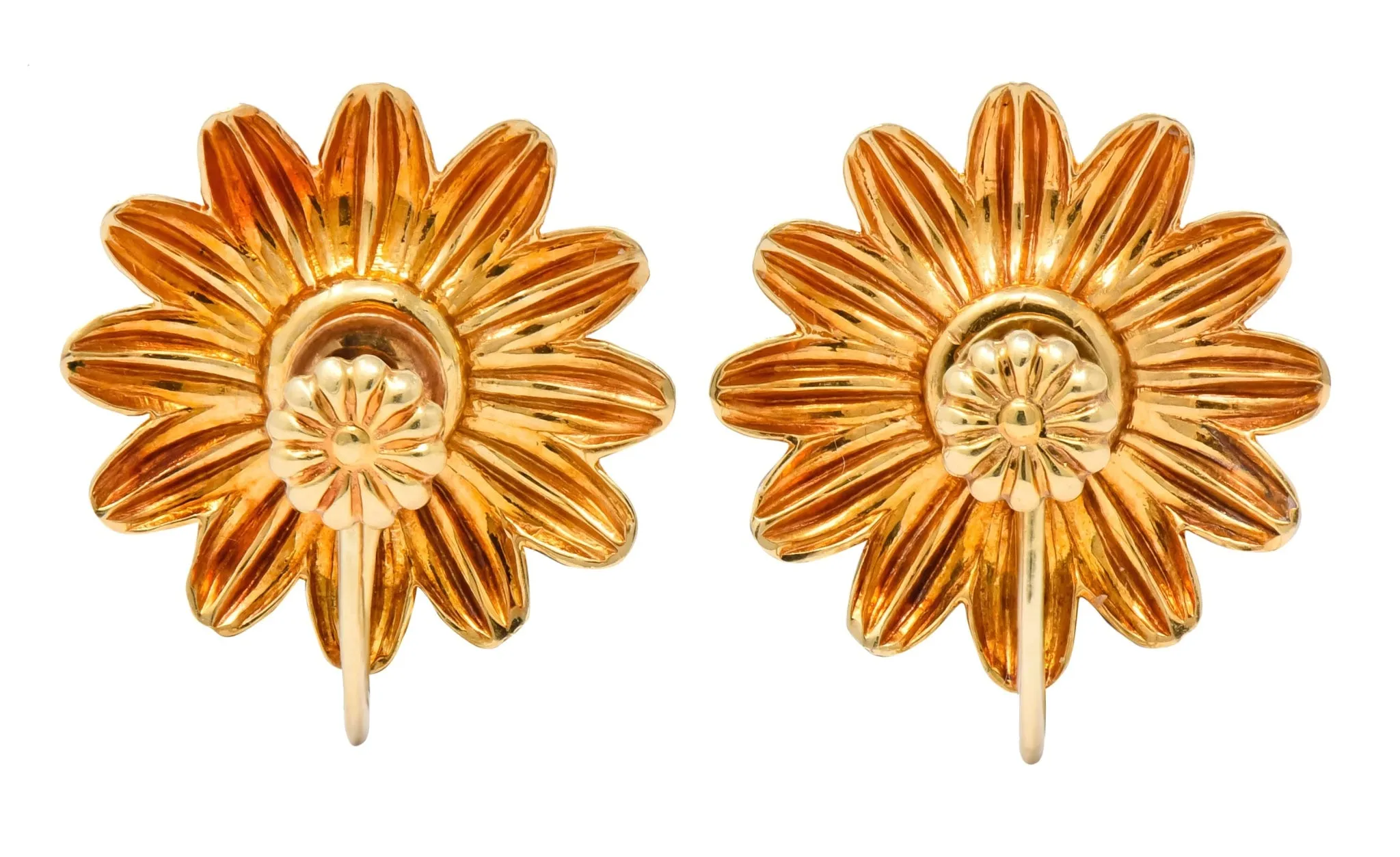 Retro Tiffany & Co. 0.52 CTW Diamond 14 Karat Gold Flower Screw Back Earrings