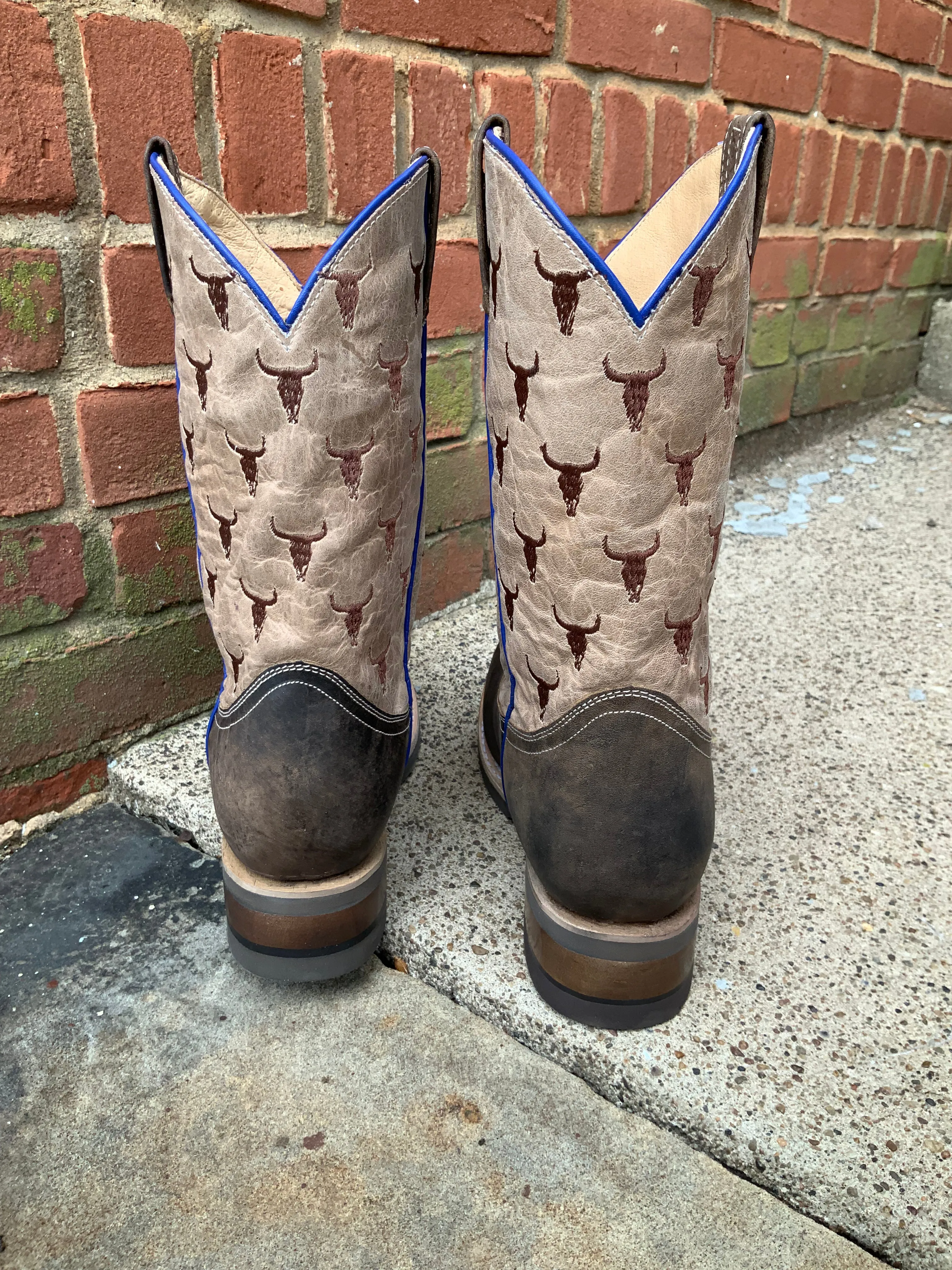 Roper Boy's Brown Steer Head Square Toe Cowboy Boots 7023-8402