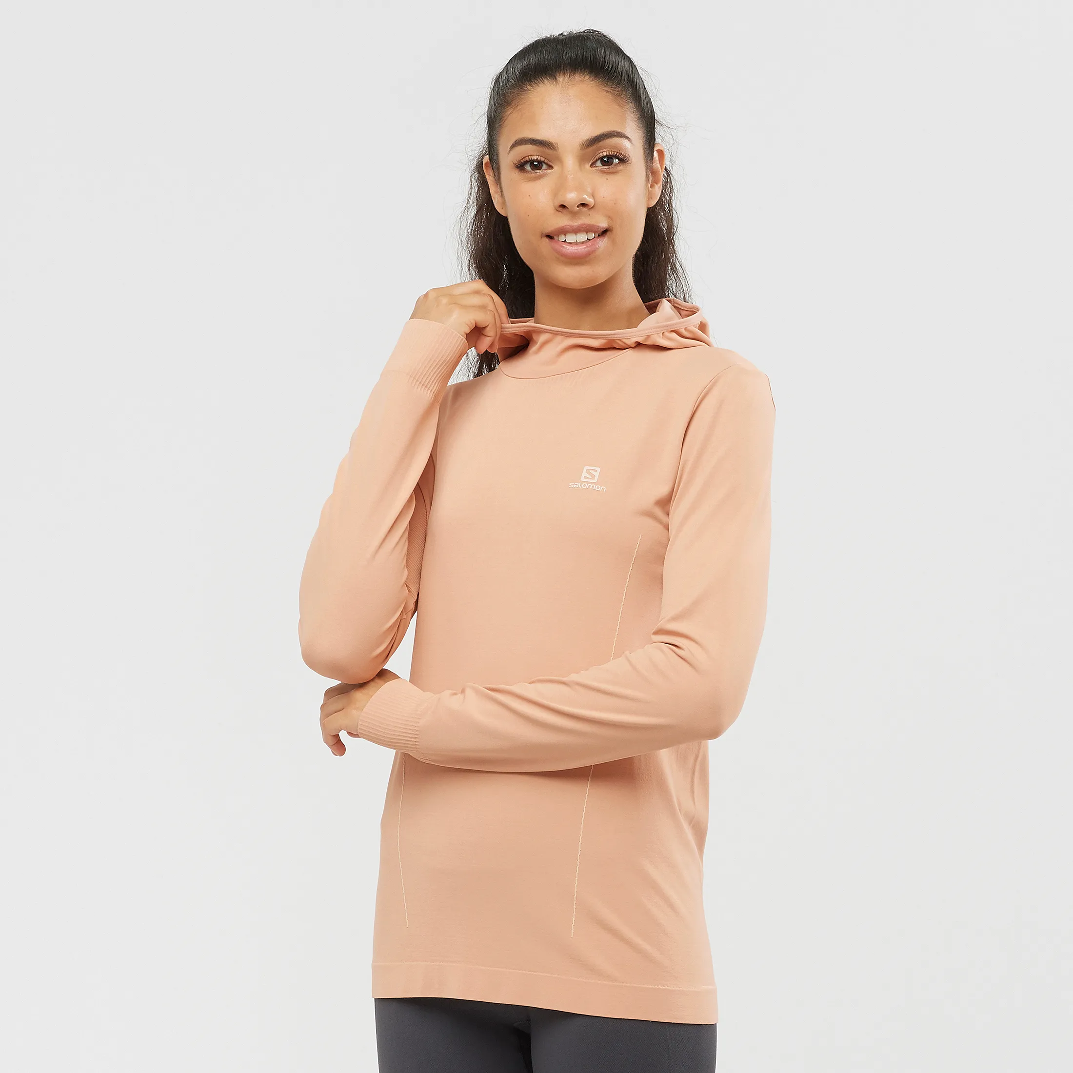 Salomon Women's Comet Seamless Hoody Sirocco/Shell | Buy Salomon Women's Comet Seamless Hoody Sirocco/Shell here | Out