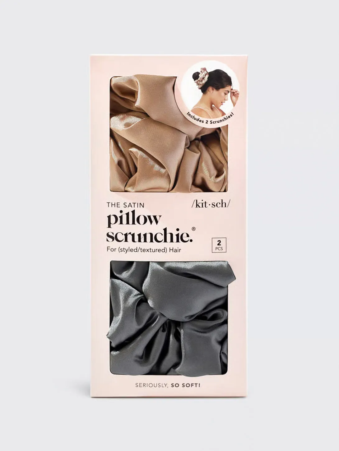 Satin Sleep Pillow Scrunchies - Charcoal Gold