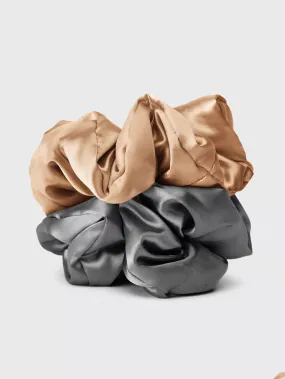 Satin Sleep Pillow Scrunchies - Charcoal Gold