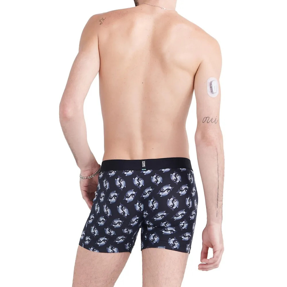 SAXX Underwear 2-Pack DropTemp Cooling Cotton Fish-Print Slim-Fit Boxer Briefs