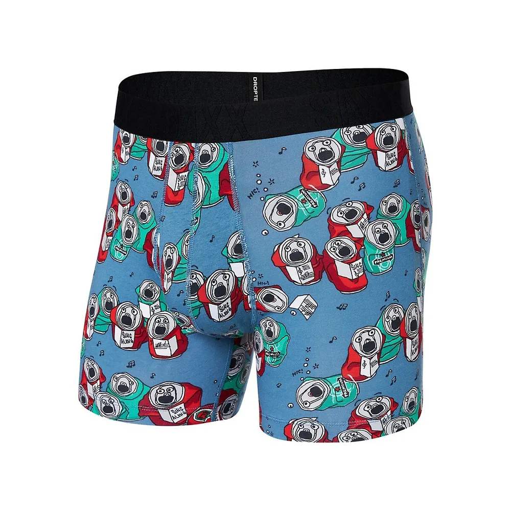 SAXX Underwear DropTemp Cooling Cotton Beer Can Choir-Print Slim-Fit Boxer Briefs