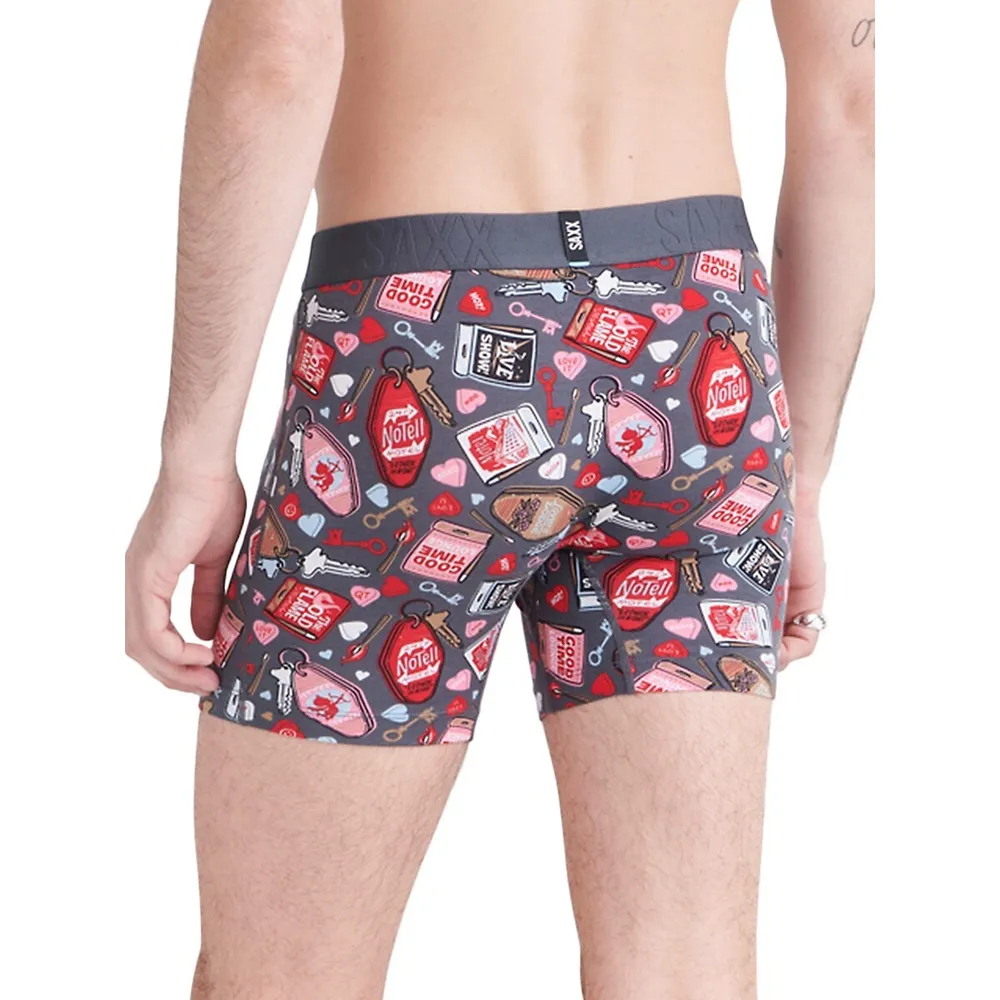 SAXX Underwear DropTemp Cooling Cotton No Tell Motel-Print Slim-Fit Boxer Briefs