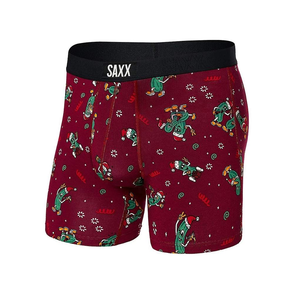 SAXX Underwear Vibe Super Soft Pickled-Print Slim-Fit Boxer Briefs