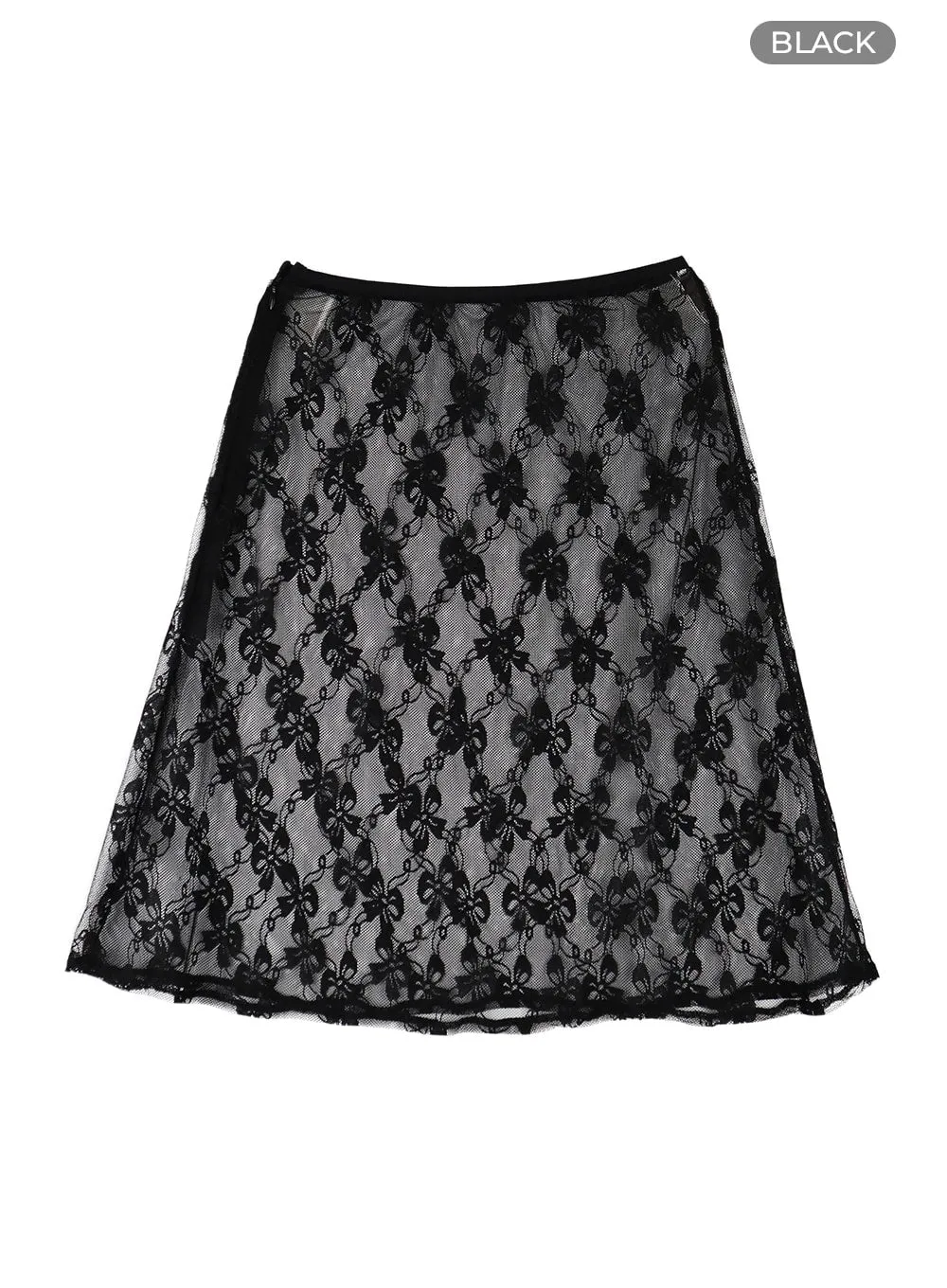 See-Through Lace Ribbon Skirt CF426