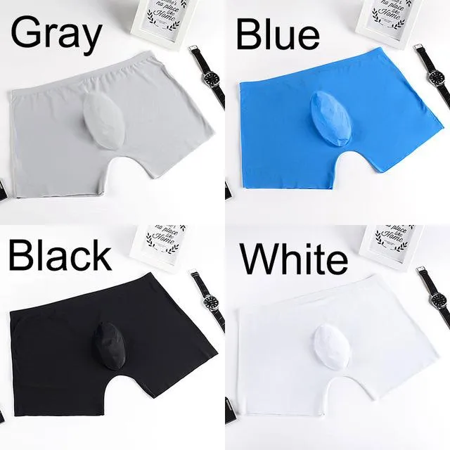 Sexy Men's Soft Ice Silk Seamless U Convex Boxer Shorts Underwear