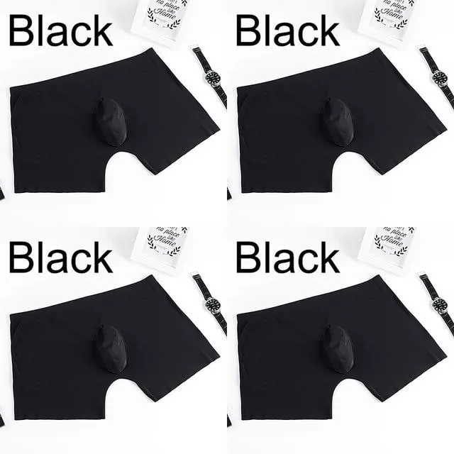 Sexy Men's Soft Ice Silk Seamless U Convex Boxer Shorts Underwear