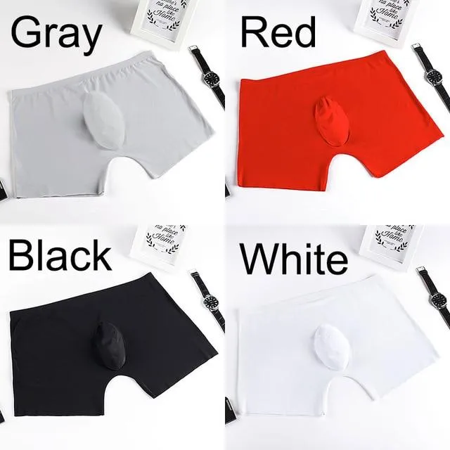 Sexy Men's Soft Ice Silk Seamless U Convex Boxer Shorts Underwear