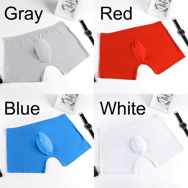 Sexy Men's Soft Ice Silk Seamless U Convex Boxer Shorts Underwear