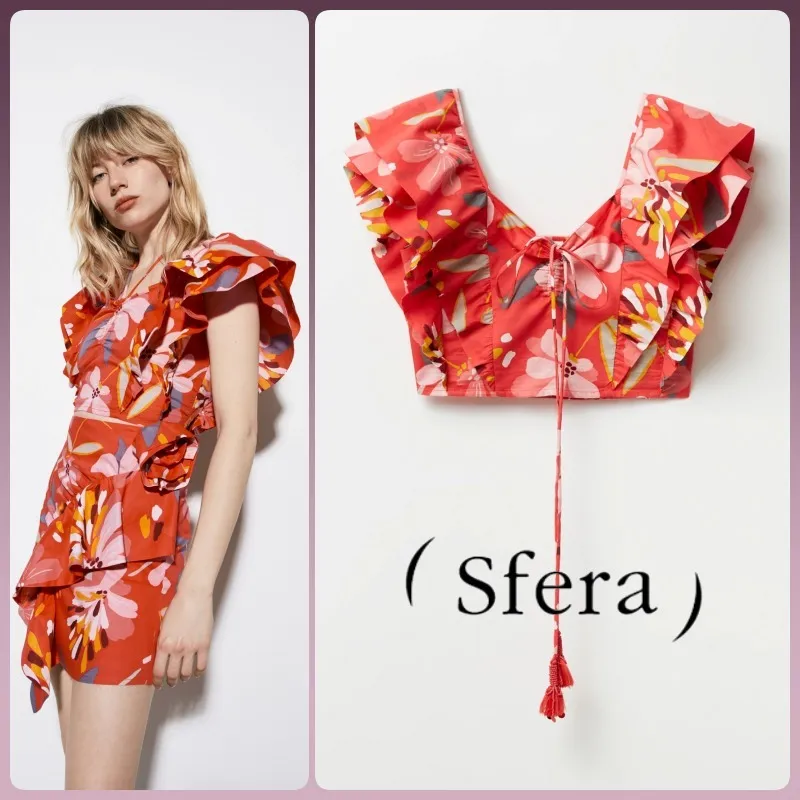 Sfera  |Flower Patterns Casual Style Sleeveless Cotton Elegant Style