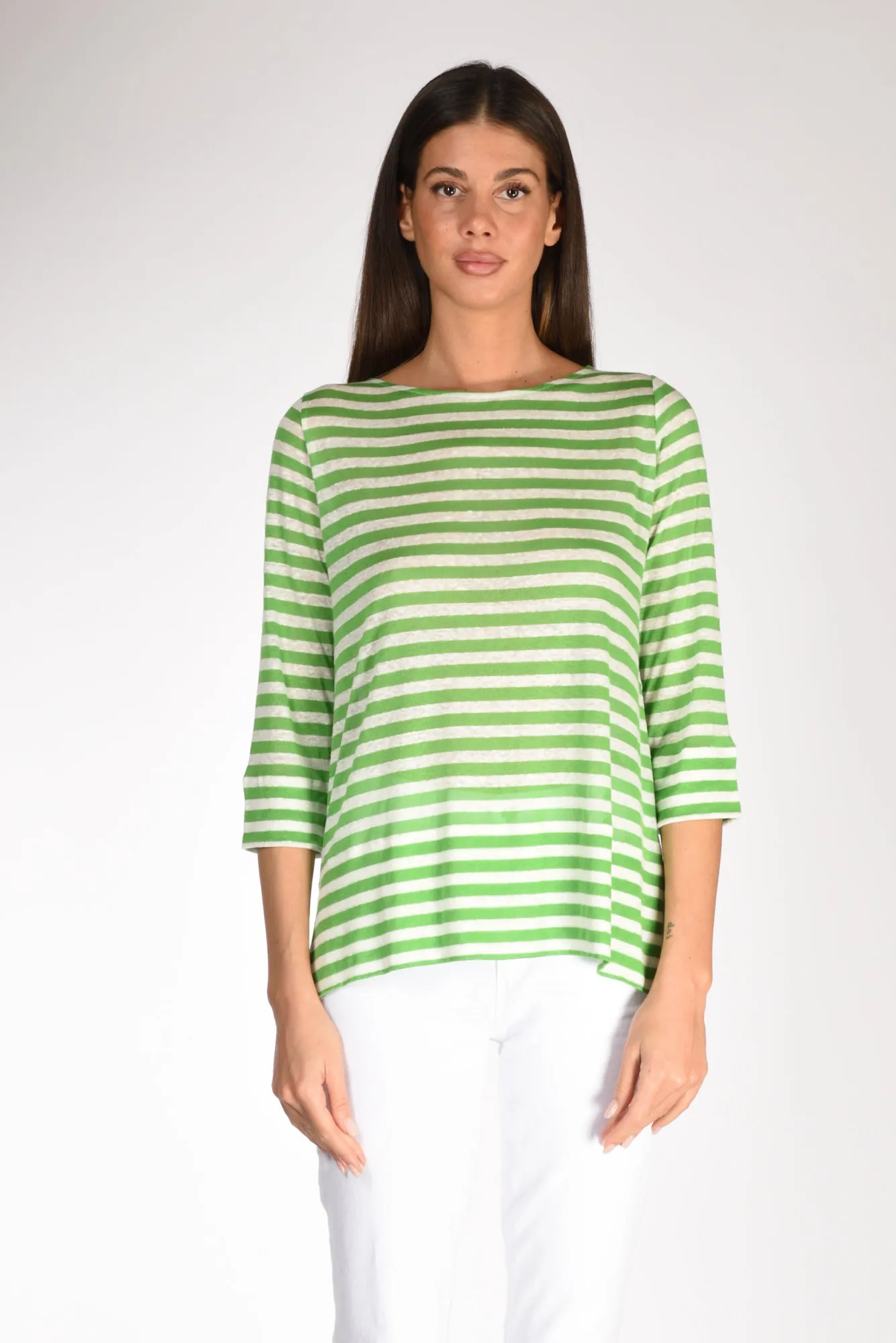 Shirt C Zero Tshirt Righe Verde/bianco Donna