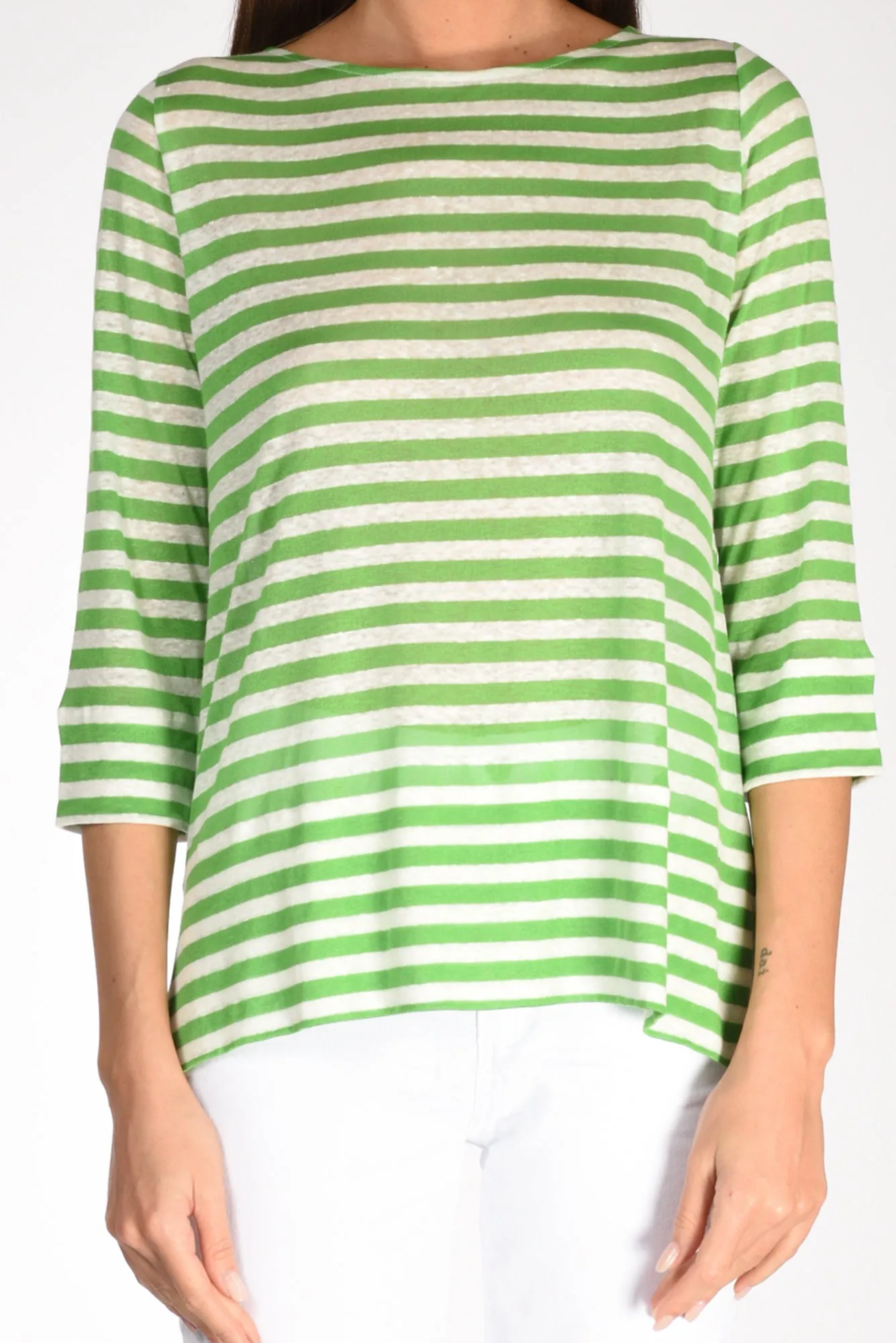 Shirt C Zero Tshirt Righe Verde/bianco Donna