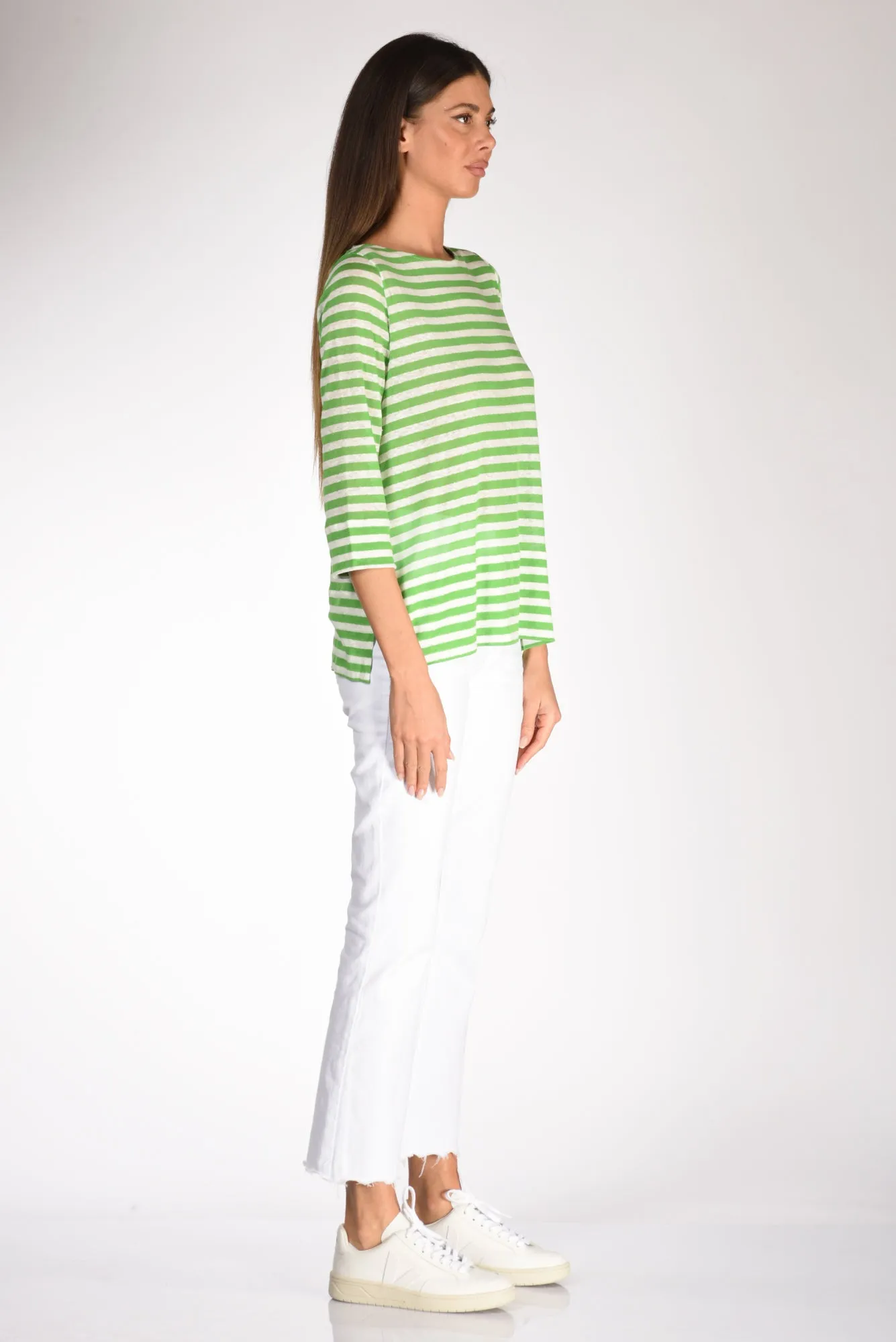 Shirt C Zero Tshirt Righe Verde/bianco Donna