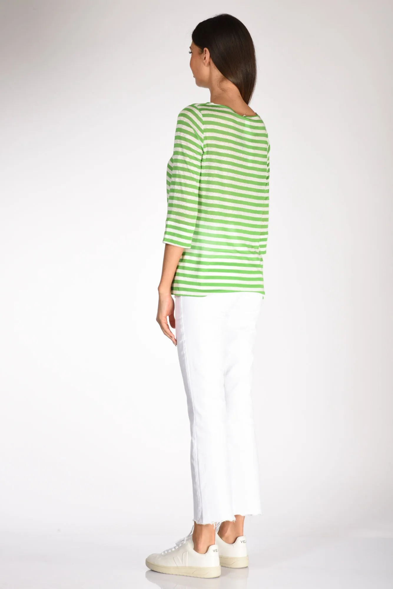 Shirt C Zero Tshirt Righe Verde/bianco Donna