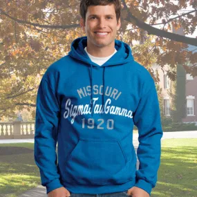 Sigma Tau Gamma State and Date Printed Hoody - Gildan 18500 - CAD