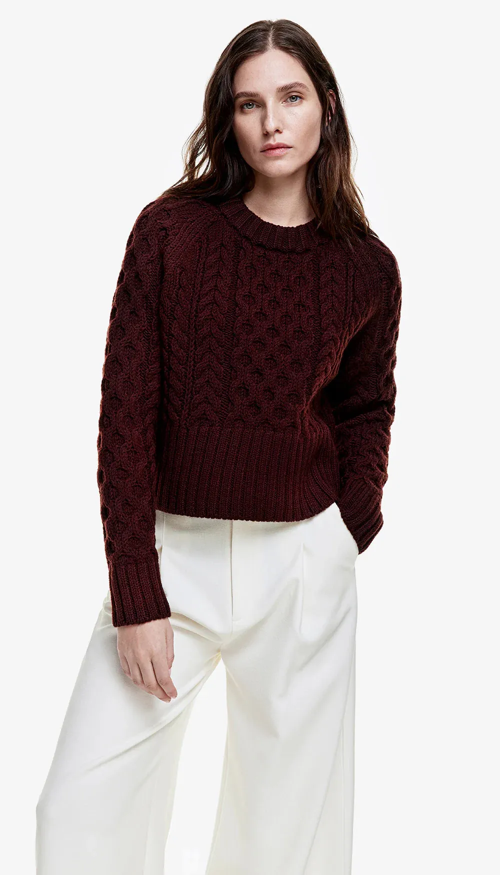 Smythe Cable Knit Crewneck Sweater