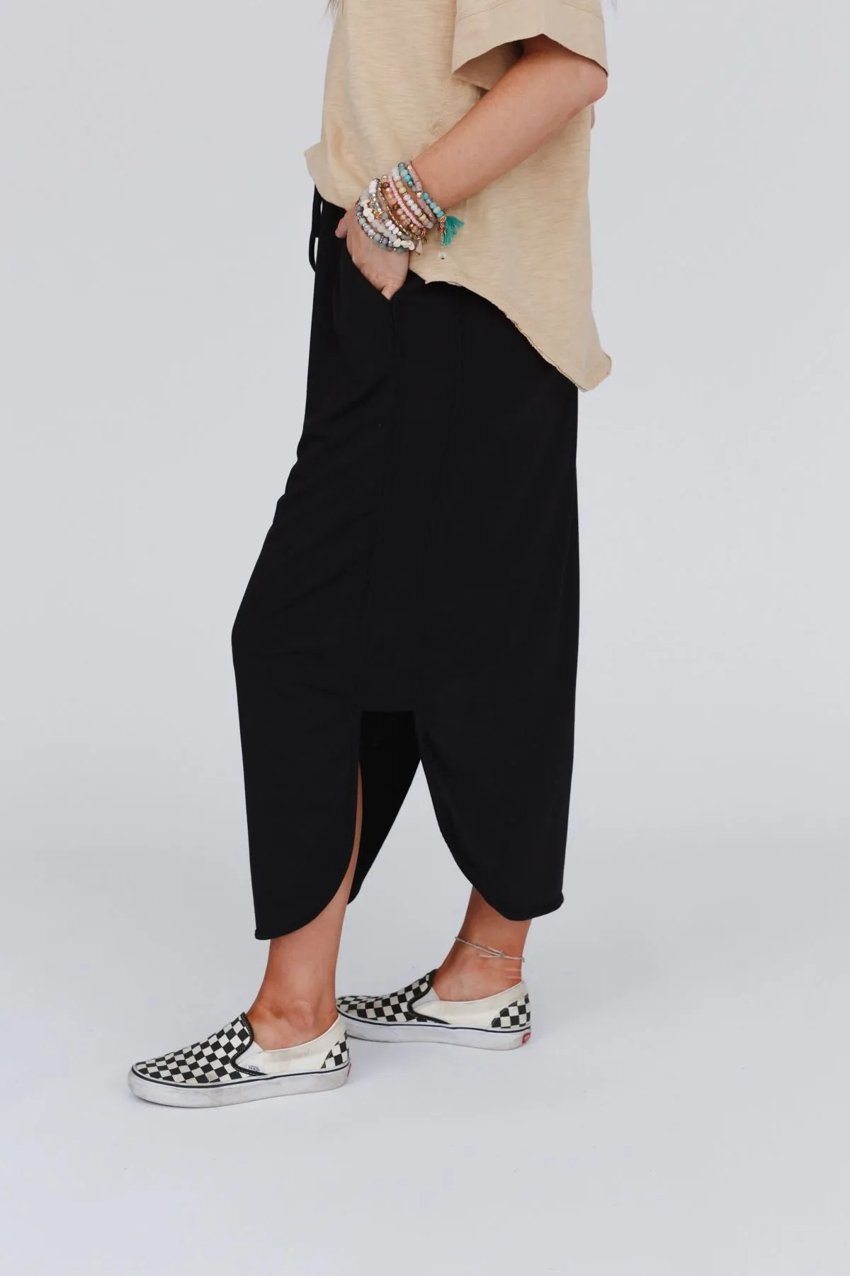 So Comfy Drawstring Maxi Skirt - Black