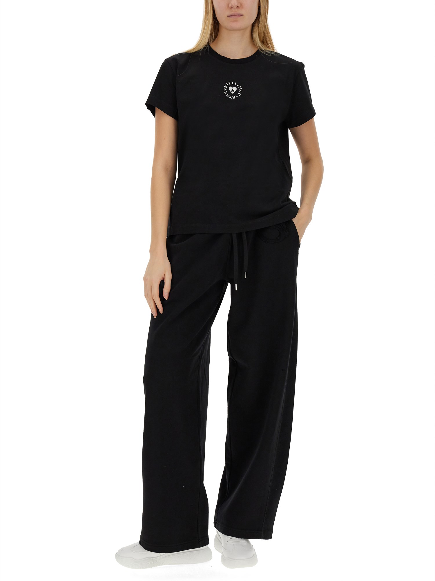 STELLA McCARTNEY    COTTON FLEECE JOGGING PANTS WITH LOGO PATCH