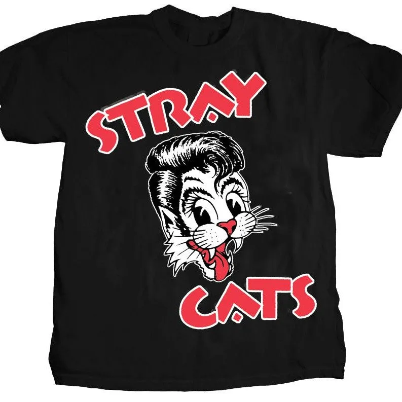 Stray Cats Cat Head Red Letters