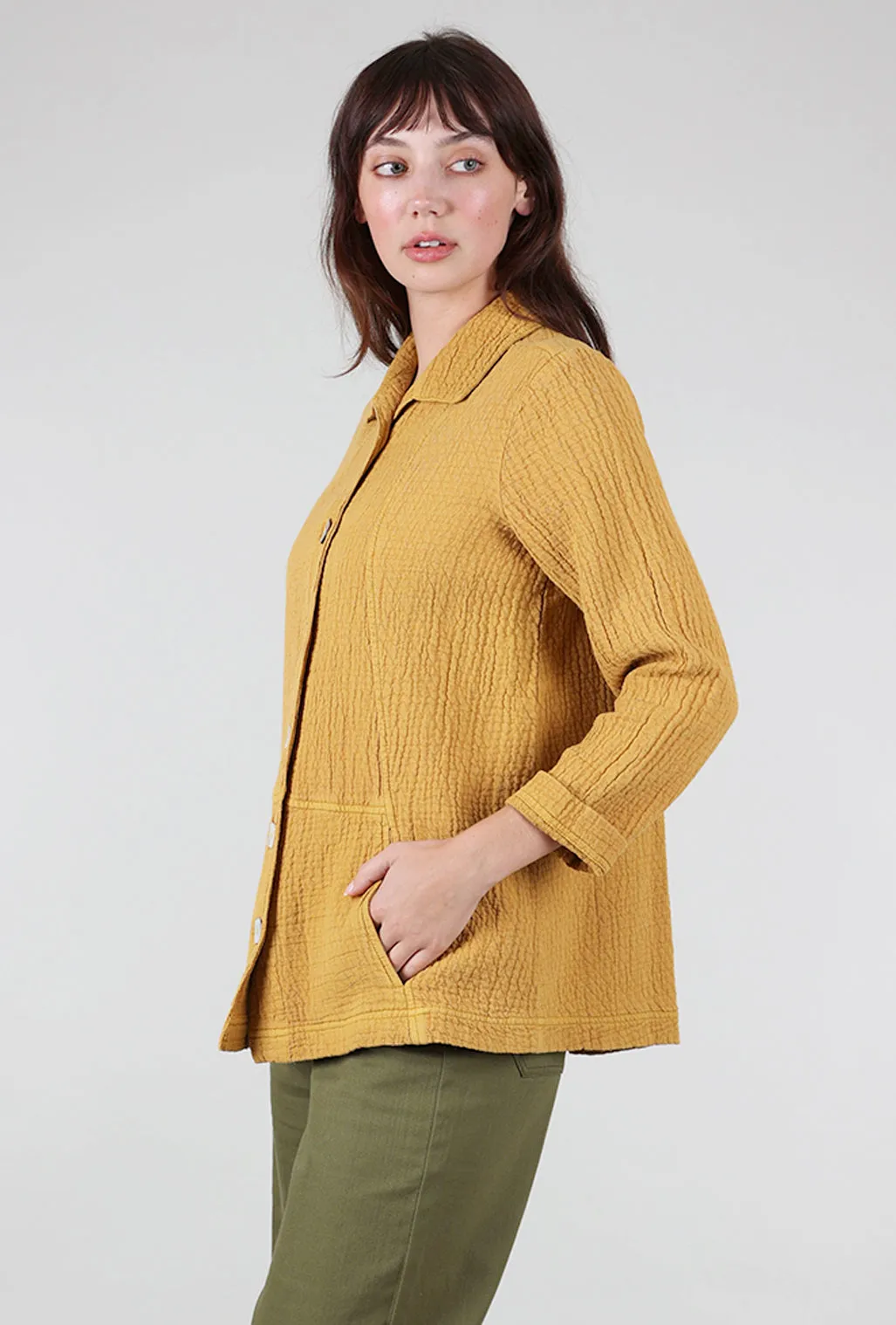 Sun Wash Jacquard Seamed Pocket Jacket, Honey