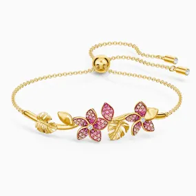 Swarovski Jewelry TROPICAL FLOWER BANGLE, Pink, Gold Tone -5521058