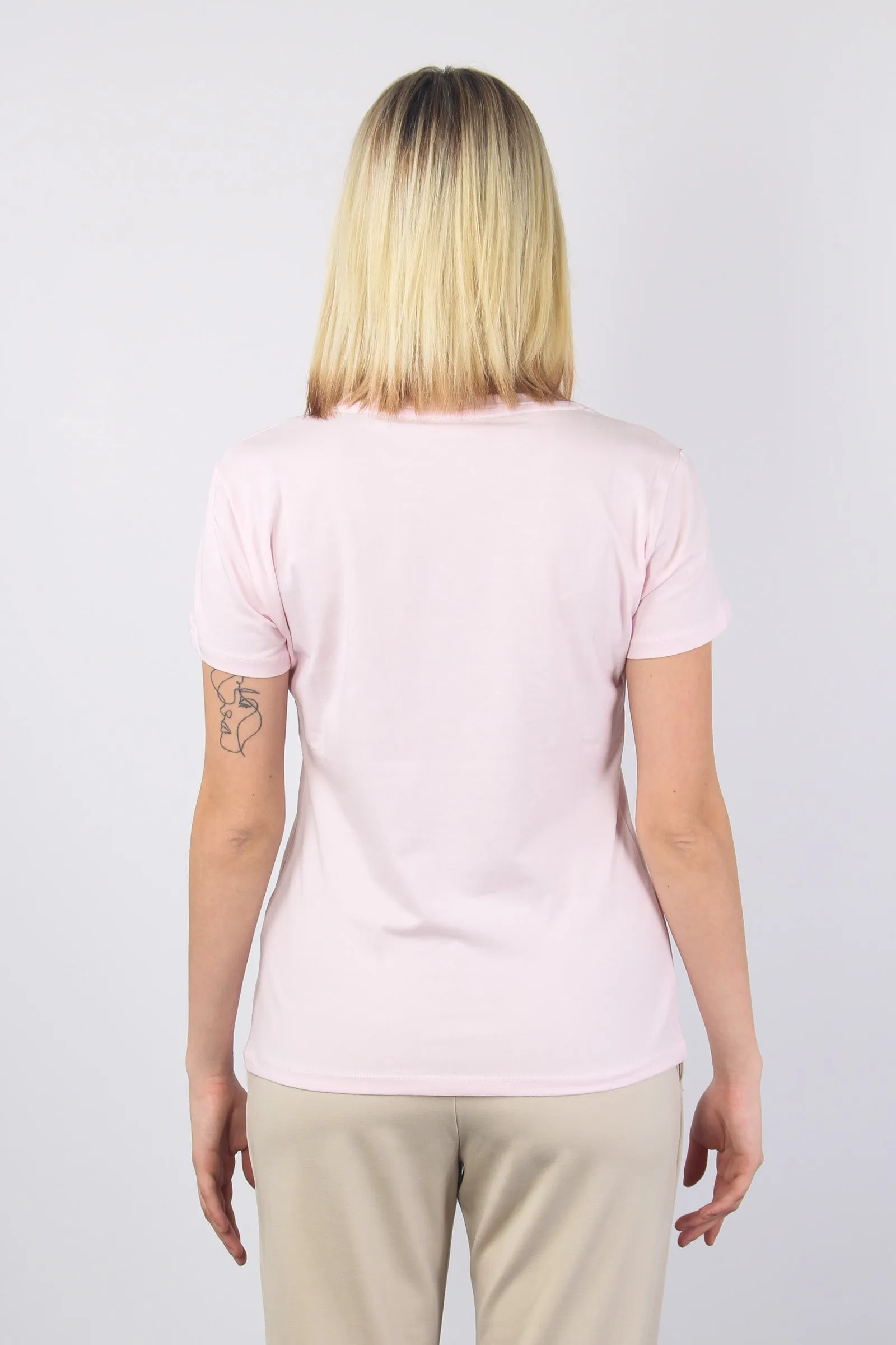 T-shirt Strass Logo Rosa Plie