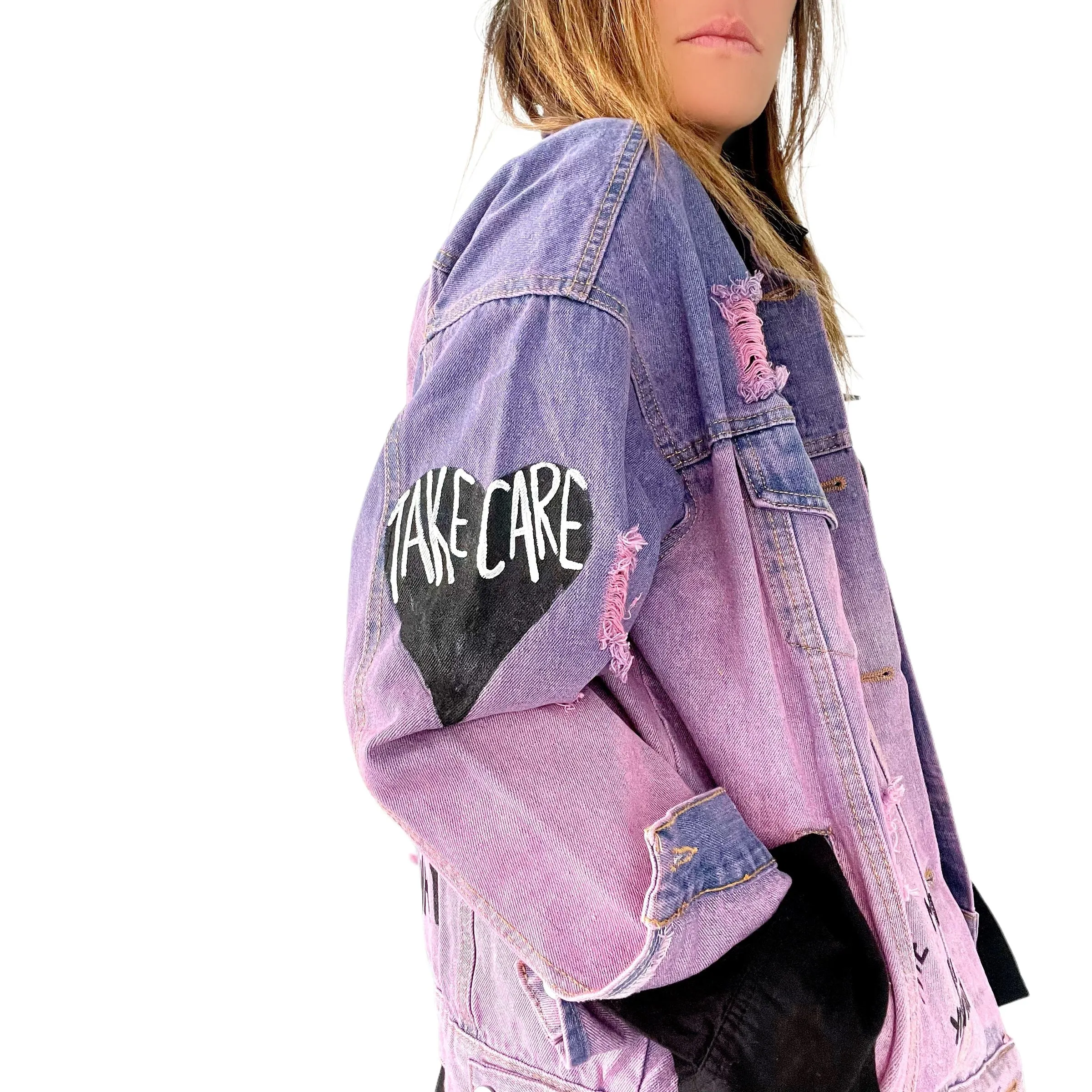 'Take Care' Denim Jacket