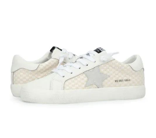 The Raffia Checkered Star Lace Sneaker in Natural