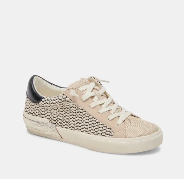 The Raffia Fabric Lace Sneaker in Black Natural