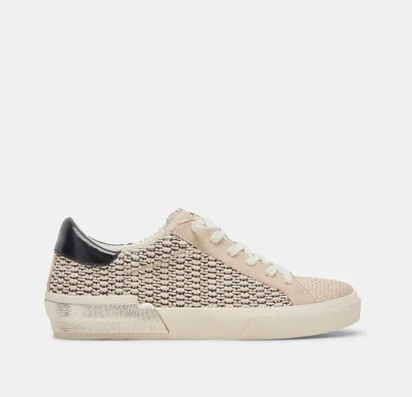 The Raffia Fabric Lace Sneaker in Black Natural