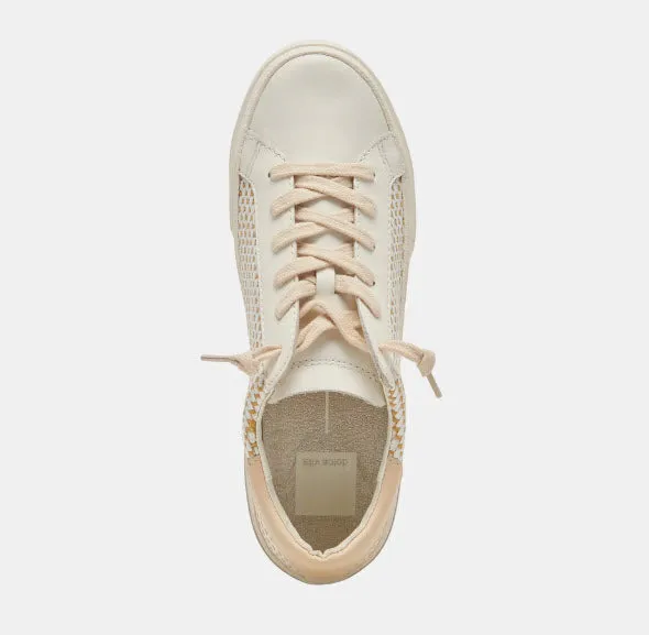 The Raffia Fabric Lace Sneaker in Tan Cream