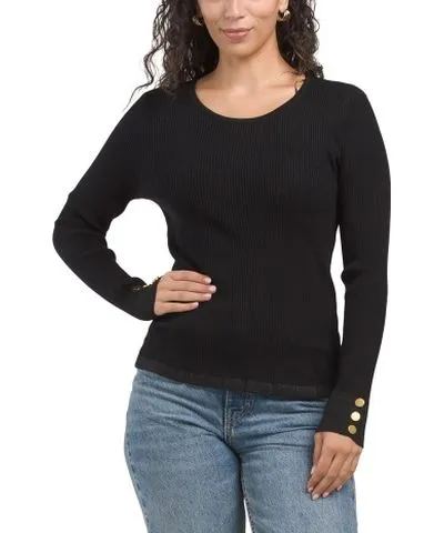 Tj Maxx Long Sleeve Ribbed Sweater With Lurex Cuffs